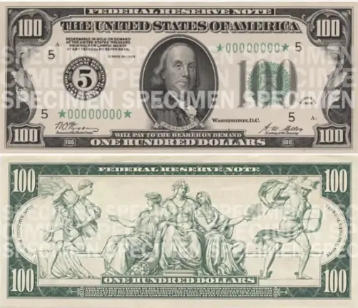 Nota de 100 Dólares - 1914 até 1990
