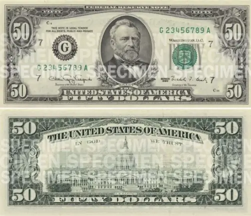 Nota de 50 Dólares - 1990 até 1997